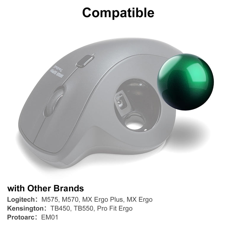 SANWA 2-Device Wireless Trackball + Green 34mm Replacement Ball Set, Programmable & Silent Click Vertical Mice, Compatible with Mac, Windows, Laptop, Android, PC