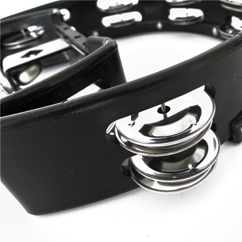 [AUSTRALIA] - Drum Set Tambourine with Mounting Eye Bolt,Hi Hat tambourine(Black,Red) (10 double rows of jingles, Black) 