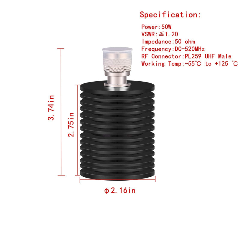 XRDS-RF 50W PL259 UHF Male Plug RF Dummy Load, 50 Ohm