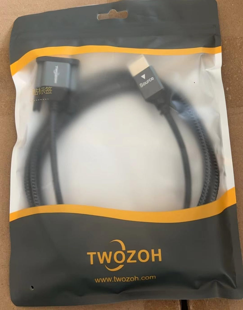 Twozoh HDMI to VGA Cable 6.6FT. Aluminum Alloy Shell Nylon Braided & Gold-Plated Support 1080P/60HZ 1 Pack