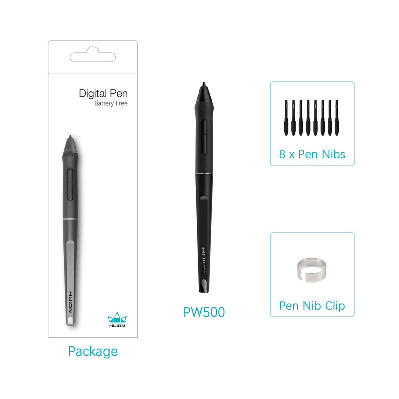 HUION PW500 Battery-Free Stylus for Huion KAMVAS GT-191V2 / KAMVAS PRO 20/KAMVAS PRO 22 and Inspiroy Q11KV2 / WH1409V2 Graphics Tablet