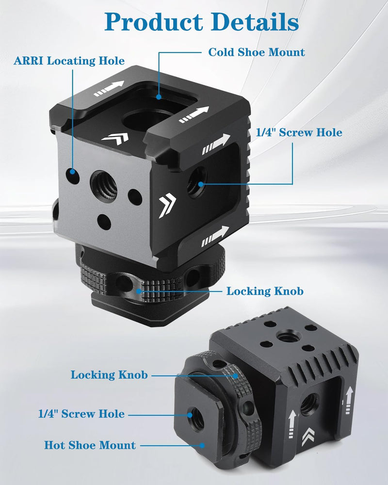 [AUSTRALIA] - Triple Cold Shoe Mount with 1/4"-20 Thread 3 Port Cold Shoe Mount for Microphone LED Flash Light Monitor 