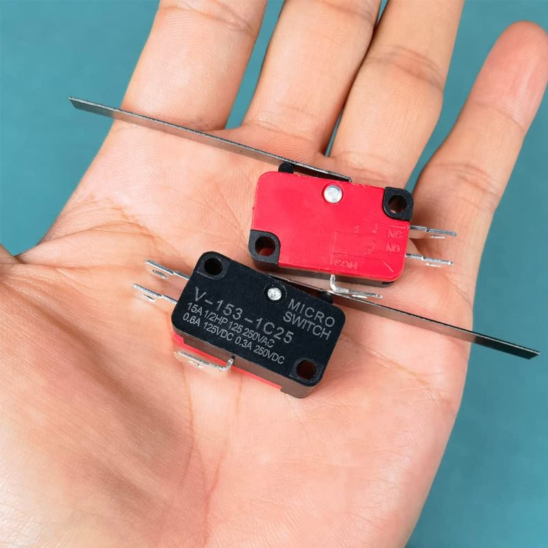 GUUZI 10pcs V-153-1C25 Momentary Micro Limit Switch Long Straight Hinge Lever Arm SPDT Snap Switch for Arduino