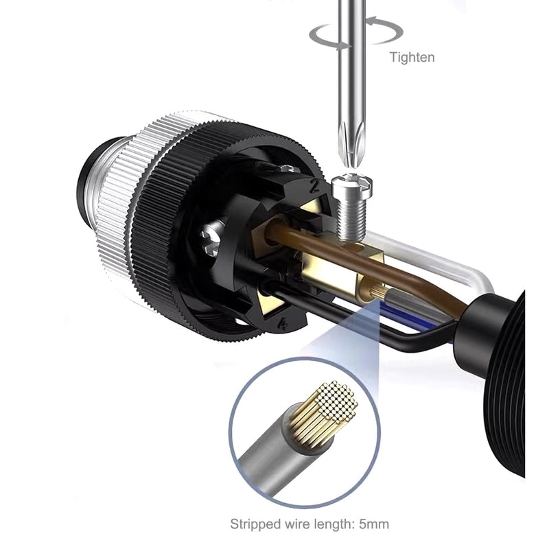 [AUSTRALIA] - Eonvic M12 8 Pin Female A Code Sensor Aviation Plug Industrial Circular Connector Waterproof IP67 12mm Connector Plug Cable Adapter Straight 8Pin 