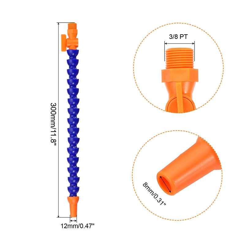 QUARKZMAN 3/8 Inch Thread Flexible Water Oil Coolant Pipe Hose 30 mm Plastic Adjustable Round Nozzle Cooling Pipe Hose with Switch for Lathe CNC Water Cooling System, Pack of 2