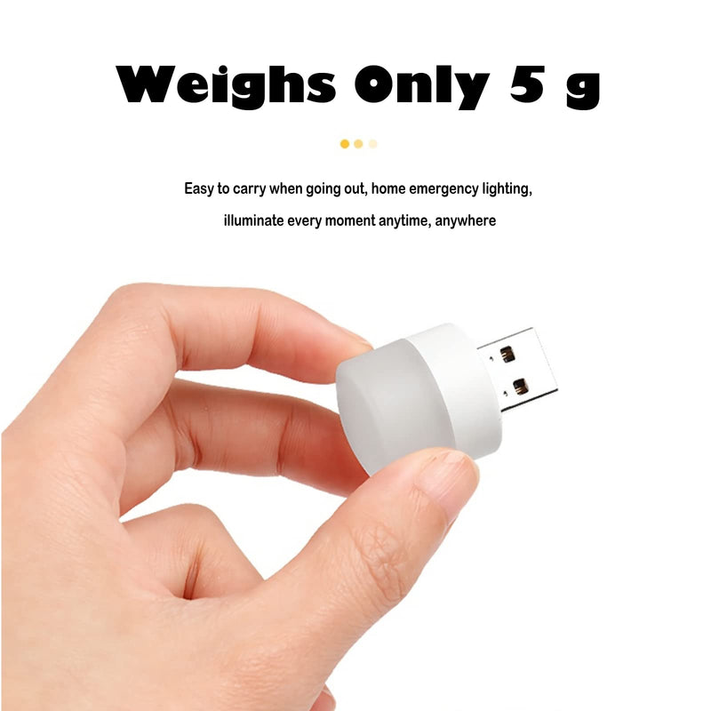DASITON Plug in LED Night Light Mini USB LED Light Flexible USB LED Ambient Light Mini USB LED Light, LED Portable car Bulb, Indoor, Outdoor, Reading, Sleep(2White+2Yellow) 2white+2yellow