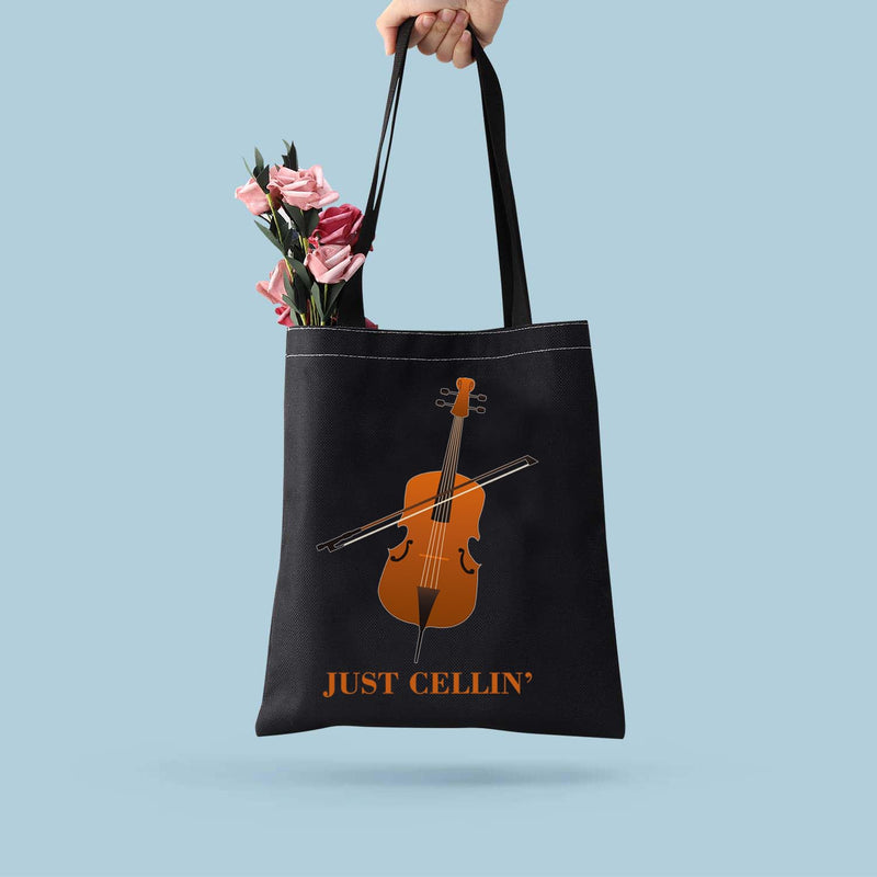 BDPWSS Cello Gift Cello Music Tote Bag Just Cellin’ Funny Cello Cellist Orchestra Musician Reusable Handbag Cello Player Gift Just Cellin Bltg
