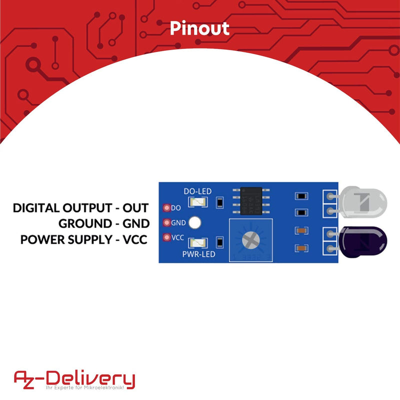AZDelivery 3 x IR Infrared Module for Obstacle Detection Distance Sensor Compatible with Arduino and Raspberry Pi Includes eBook