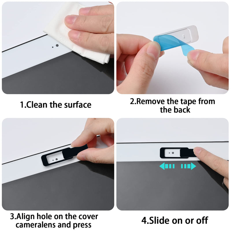 Webcam Cover, 3 Pieces, Laptop Camera Cover, Privacy Shielding Capacity is Twice as Big as The Traditional, Suitable for Computer Mobile Phones, laptops, Tablets and so on (Black) black