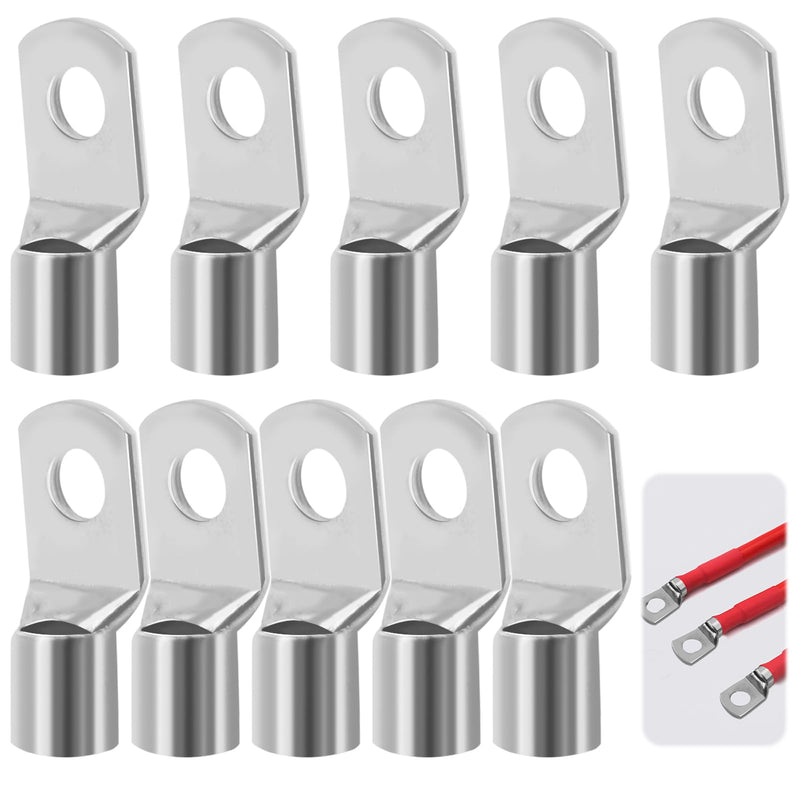 [AUSTRALIA] - Pack of 10 Tube Cable Lugs 50 mm² M8 Uninsulated SC Cable Connector Cable Lugs Ring Terminals 