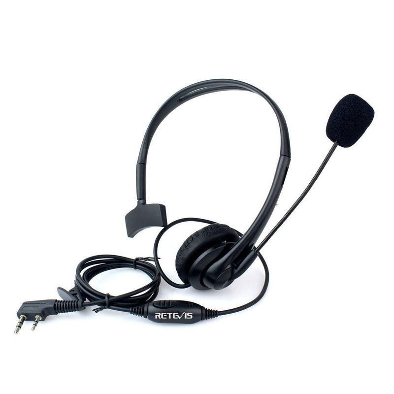 [AUSTRALIA] - Retevis Overhead Walkie Talkie Headset with Boom Mic, 2 Pin, for RT22 RT68 RT21 H-777 RT86 RT19 RB26 RB45, Compatible with Kenwood Arcshell Walkie-Talkie, Two Way Radio Headset(5 Pack) 