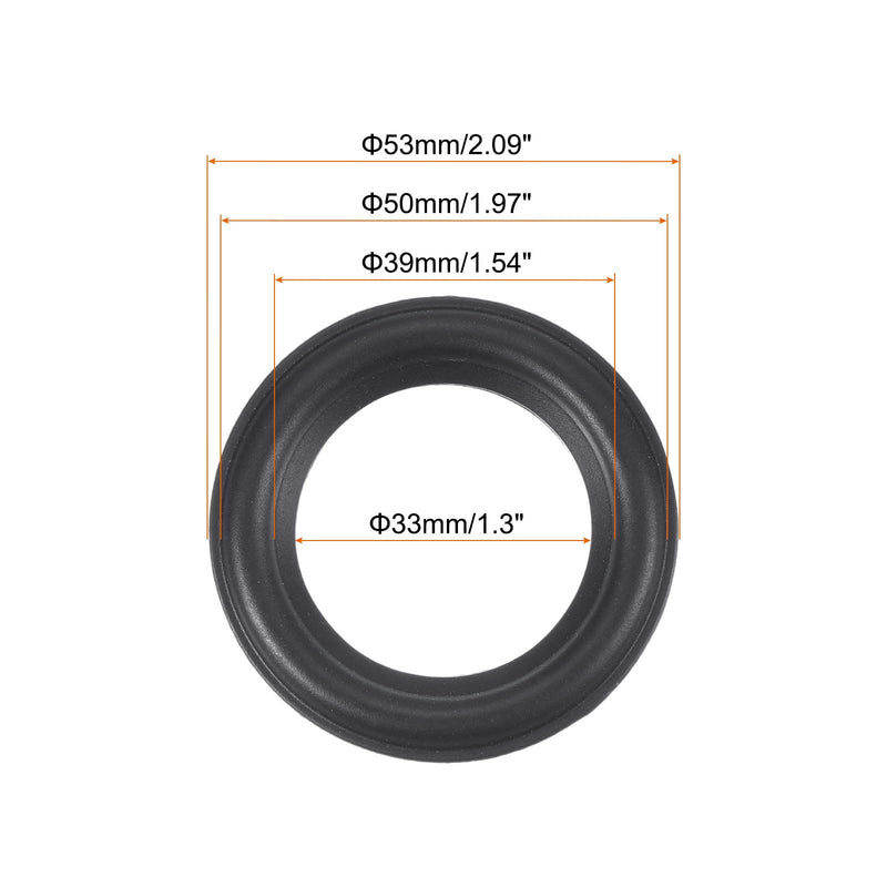 MECCANIXITY Rubber Speaker Foam Edge Surround Rings 2.25 Inch 33mm x 53mm Perforated Subwoofer Rings Replacement Parts for Speaker Repair or DIY Black 4 Pcs
