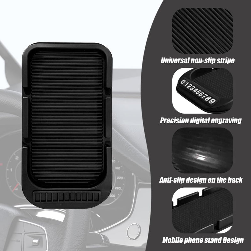 [AUSTRALIA] - Car Dashboard Cell Phone Holder, Dash Board Cover Mat, Silicone Anti-Slip Pad Mat with Number Plate for Placing Phone Keychains, Car Accessories Interior Universal for Most Cars Black 