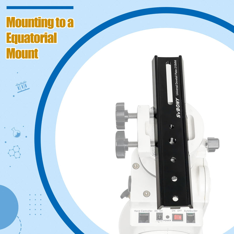SVBONY SV219 Dovetail Mount Plate, 210mm 8.26 inches Universal Dovetail Plate Compatible with Vixen Dovetail Saddles, Telescope Accessories for OTA Equatorial Tripod Sky Astrophotography