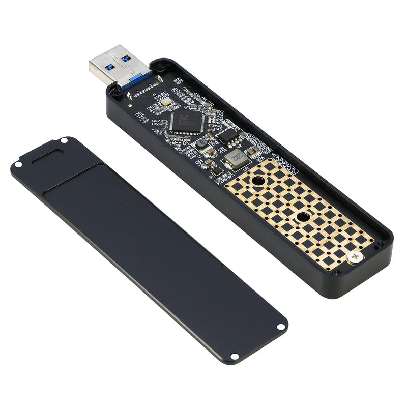 M.2 to USB Enclosure, RIITOP M2 SSD to USB 3.1 (Type-A) Reader with Case Compatible with Both NVMe (PCI-e) & NGFF B+M Key (SATA) SSD [Upgraded]