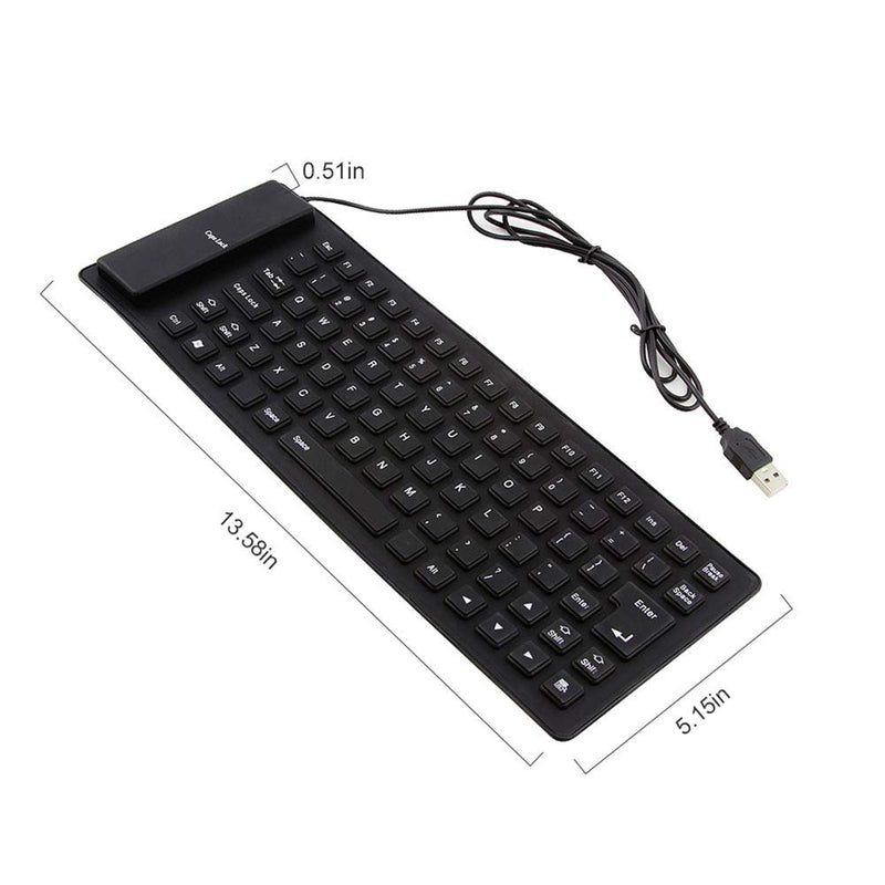 Foldable Silicone Keyboard, USB Wired 85 Keys Waterproof Rollup Silent Typing Soft Touch Keyboard for PC Notebook Laptop(Black)