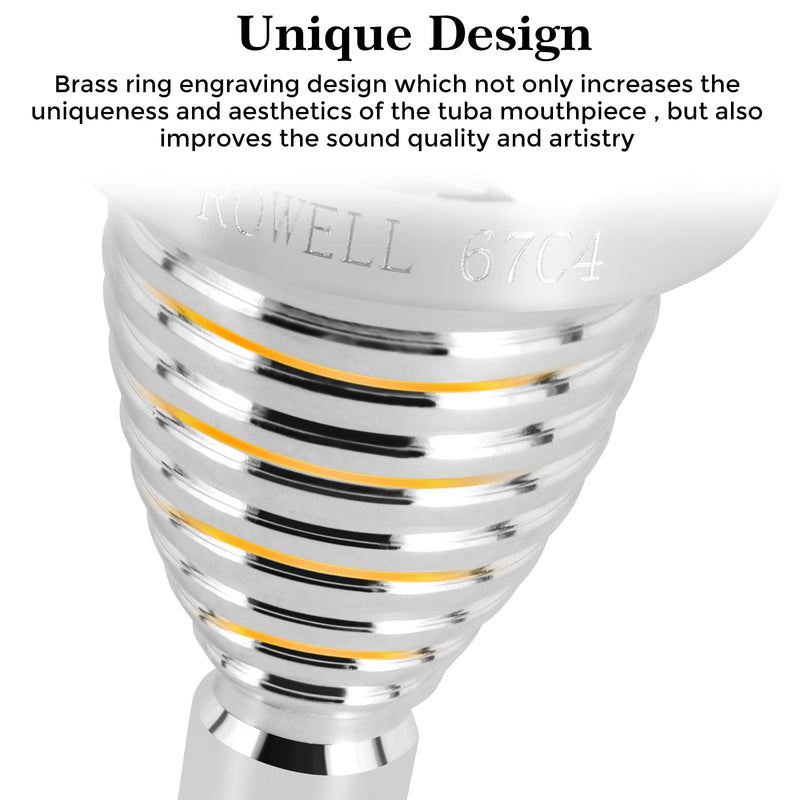 ROWELL Tuba Mouthpiece 67C4 Tuba Mouthpieces Brass Tuba Mouthpiece Sliver Plated Tuba Mouthpiece Compatible with Beginners and Professionals Tuba Accessories