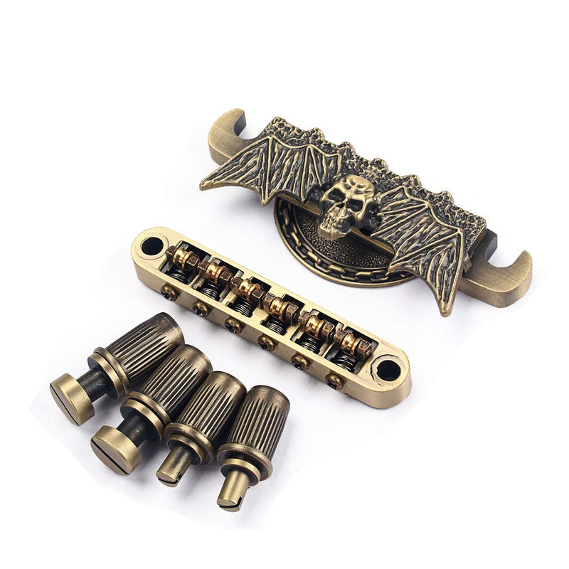 Alnicov Electric Guitar Tailpiece Bridge and Roller Saddle for Guitar Parts Bronze