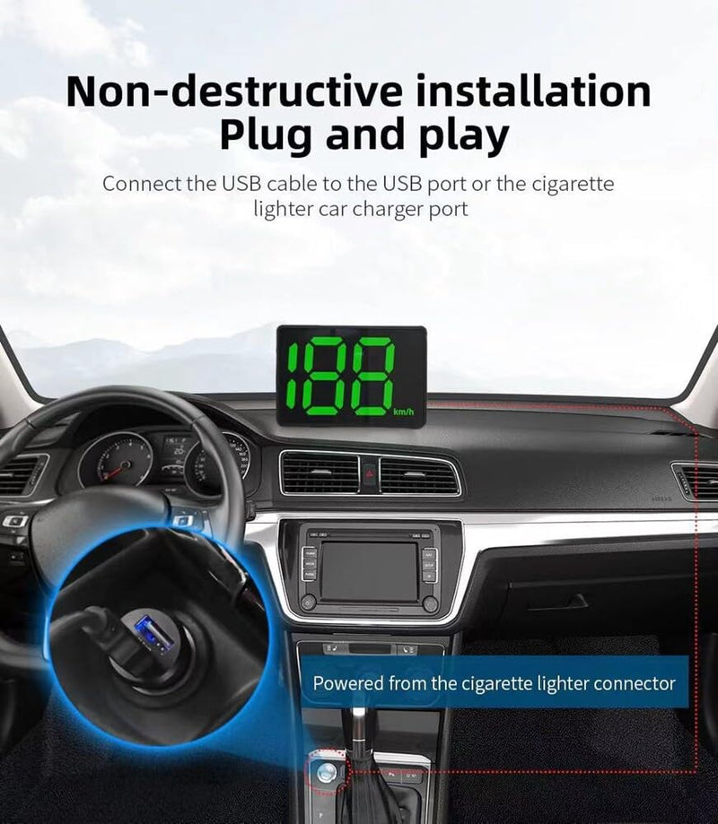 ikasus Car Hud GPS Speedometer Digital Speed Meter with MPH Speed,USB Plug and Play, Head Up Display Driving Direction, OverSpeed Warning for Cars Trucks AUTO-QA4497X#MPH-WJYQ-07