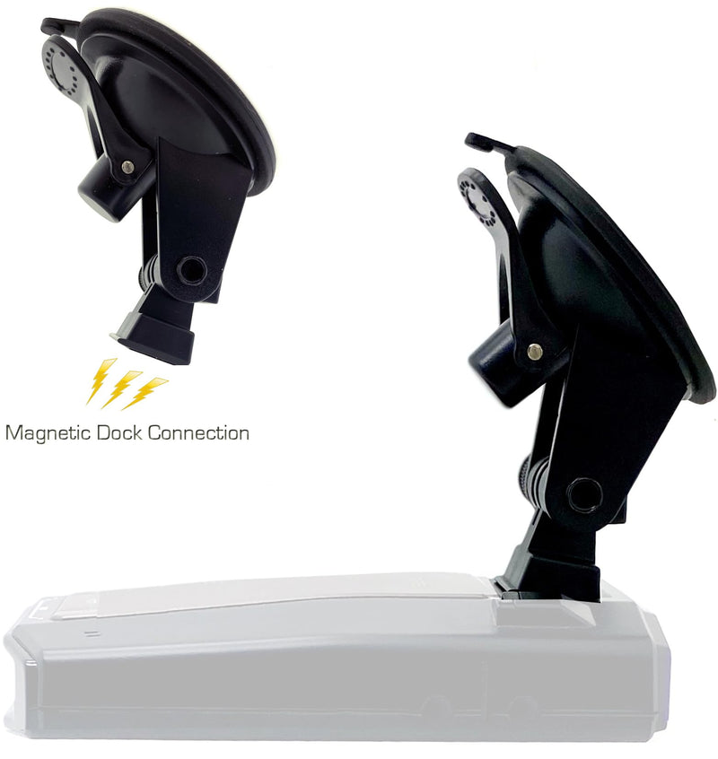 Strong Suction Mount w/Magnetic Dock Cradle for Cobra RAD 700i Dual Pro 360 & Road Scout Radar Detectors (EZ Magnet Connection)