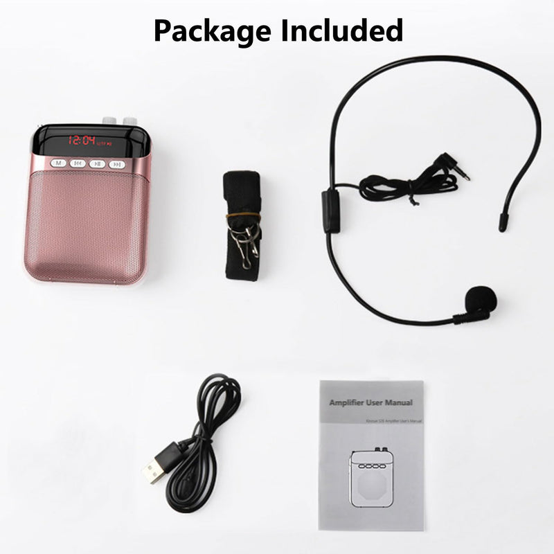 Portable Voice Amplifier for Teachers,2400mAh Personal Amplifier Headset for Speaking Rechargeable PA System Microphone for Teachers/Training/Meeting/Tour Guide/Yoga/Classroom(Rose)