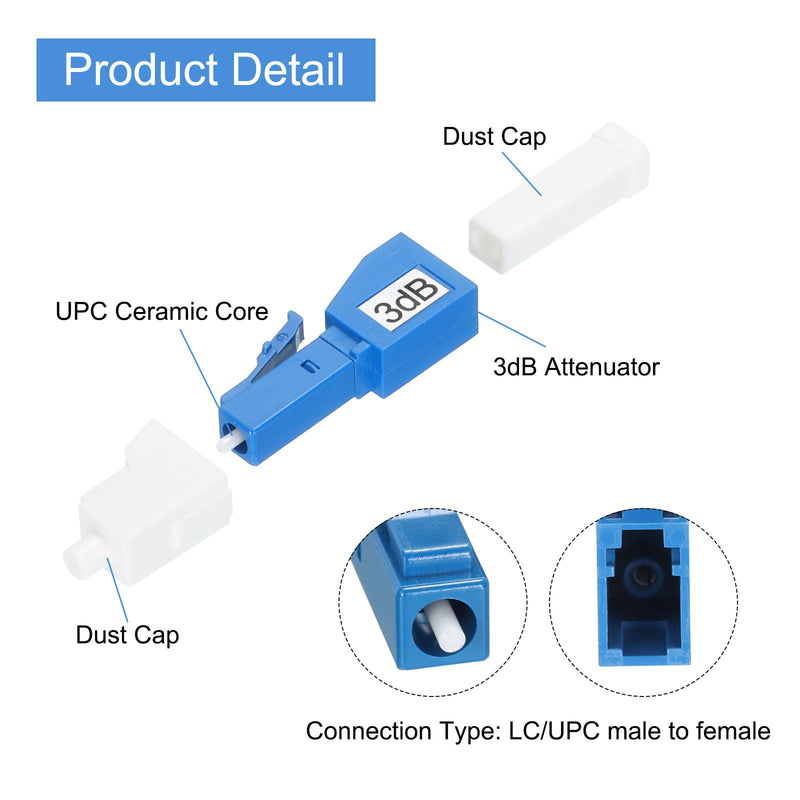 [AUSTRALIA] - QUARKZMAN 3dB LC Fiber Optic Damper, LC/UPC SM Single Mode Solid Glass Fiber Damper Male to Female for Fiber Optic Transfer Pack of 4 3 dB 