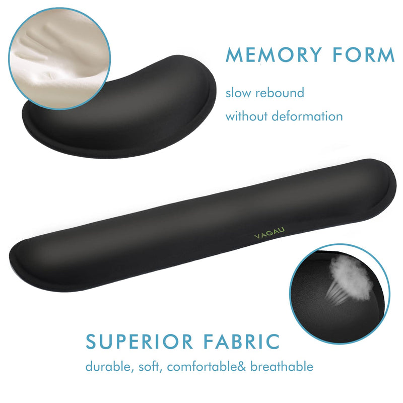 VAGAU Premium Memory Foam Keyboard and Mouse Wrist Rest Pads Set- for Comfortable Typing &Wrist Pain Relief(Pack of 2) Wider
