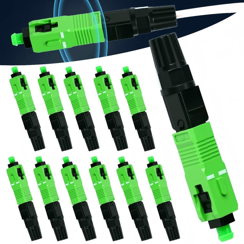 Zuxbolf 12 Stück Glasfaser Verbinder SC/APC Stecker Glasfaser Schnellverbinder Schnelle Adapter Glasfaserstecker Schnellkupplung Glasfaseranschluss für Singlemode Glasfaserverbindungen