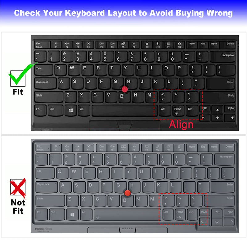 Keyboard Cover for 14" Lenovo Thinkpad T14 Gen 2 /1, Thinkpad T460(s) T470(s) T480(s) T490(s) T495(s), Thinkpad L470 L480 E480 E485 E490 E475 E470 E470c, ThinkPad P1 Gen 2 3 4, X1 Extreme Gen 1 2 3 Black