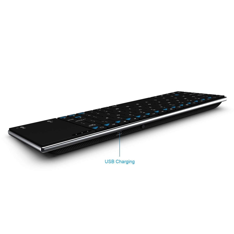 (Newest Version) Rii K12+ Mini Wireless Keyboard with Touchpad Mouse, Stainless Steel Portable Wireless Keyboard with USB Receiver for MacBook/iPad/Tablet/PC/Laptop/Smart TV/Raspberry Pi - Black