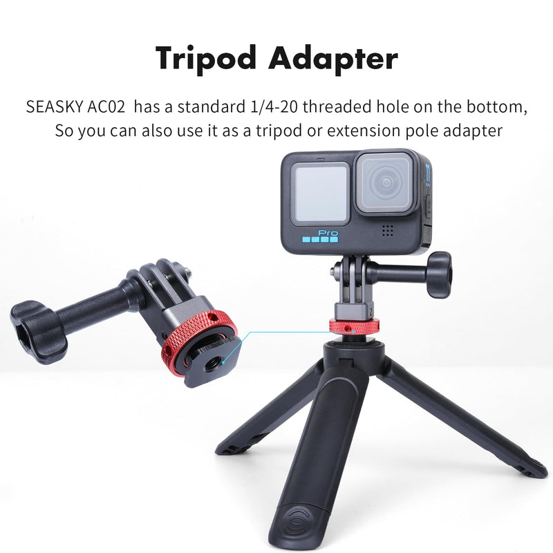 [AUSTRALIA] - SEASKY AC02 Action Camera SLR Camera Cold hot Shoe Mount Tripod Adapter Conversion Accessory All-Metal Aluminum Alloy for GoPro Hero 13/12/11/10/9, for DJI Action 6/5 Pro 4/3, for Insta360 Ace Pro 2 