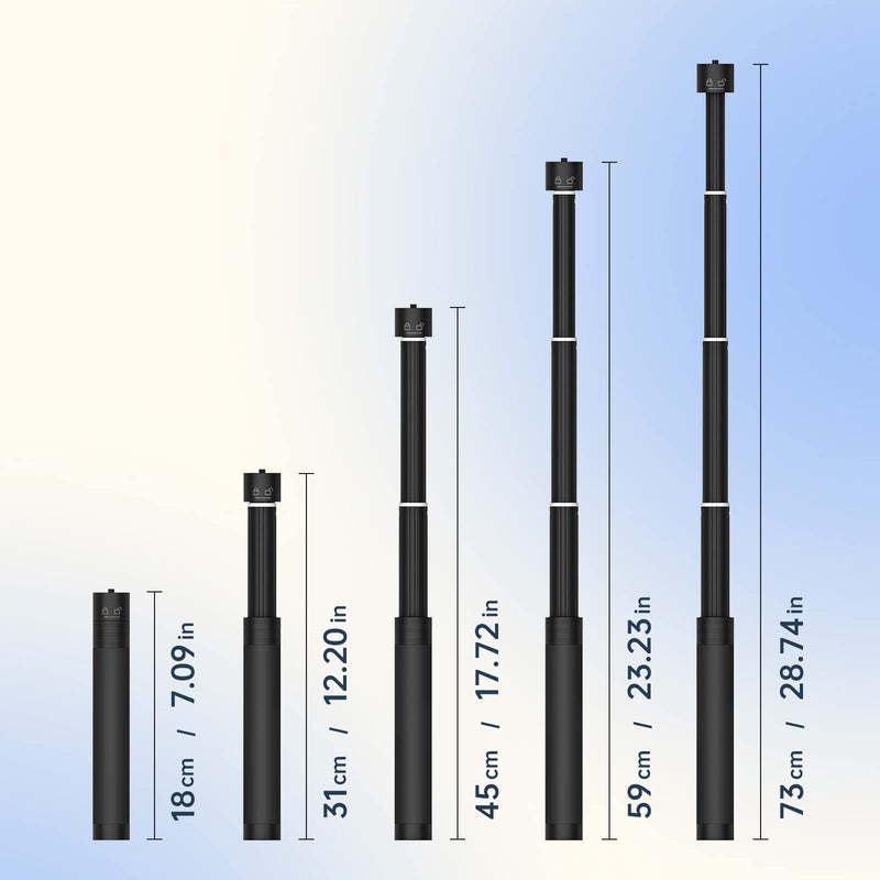 [AUSTRALIA] - E10 Aluminum Extension Rod 28.7” Adjustable Selfie Stick Compatible with 3-Axis Gimbal, Action Camera, Camera w/ 1/4" Thread Extendable Pole for Videography 