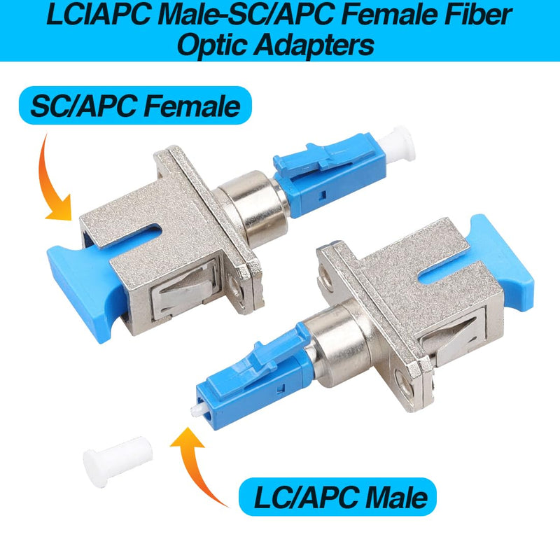 [AUSTRALIA] - Yuragim Pack of 2 Fibre Optic Adapter, SC/APC Female to LC/APC Male Singlemode, Lc/APC to Sc/APC, LC to SC Adapter for Durable & Fast Fibre Optic Coupling, 0.2 dB Low Loss (SC/APC-LC/APC) 