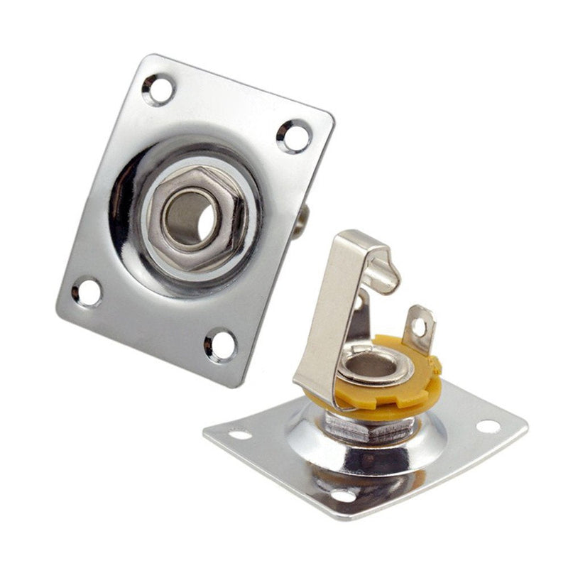 Square Metal 1/4 Output Jack Plate Input Jack Socket for Electric Guitar Bass (Chrome) Chrome