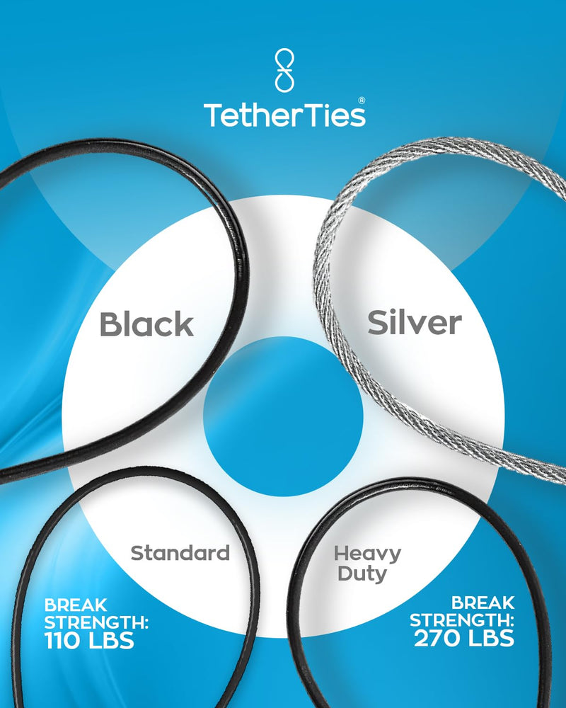Heavy Duty Cable Lock: A Tamper-Resistant, Pre-Assembled Stainless Cable Tether Kit for Computers, Adapters & Dongles - Includes a Free Crimping Tool for Easy Installation (Silver, 5 Pack) 5 Pack Heavy Duty TetherTies Silver
