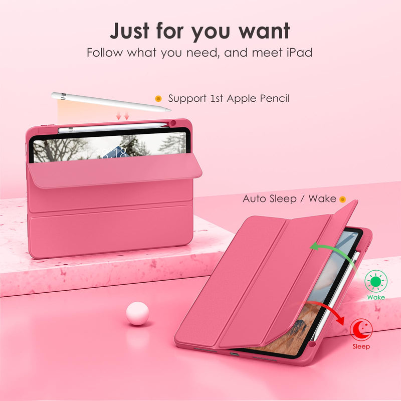 DTTOCASE for iPad 10th Generation Case 2022, 10.9 Inch Case with Clear Transparent Back and TPU Shockproof Frame Cover [Built-in Pencil Holder, Support Auto Sleep/Wake] -Watermelon Watermelon