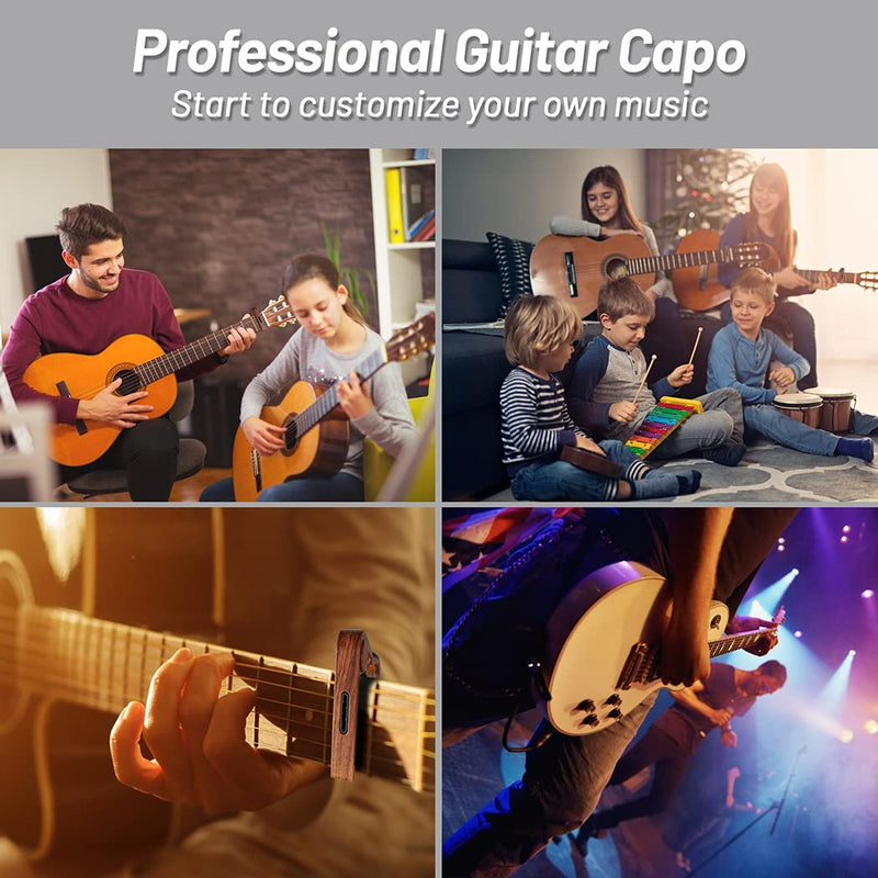 Guitar Capo, with Pick Holder Capo and Pick for Acoustic Electric Guitar,Ukulele Rosewood capo