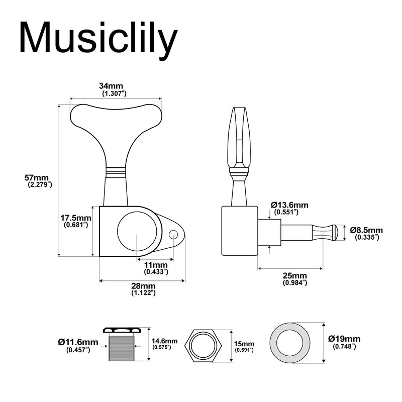 Musiclily Pro 2+2 Sealed Bass Tuners Tuning Keys Pegs Machine Heads for Ibanez Style Precision Jazz Bass, Chrome