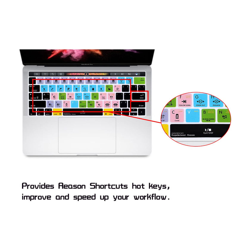 HRH Propellerhead Reason Shortcuts Hotkey Silicone Keyboard Cover Skin for MacBook New Pro with Touch Bar 13 Inch and 15 Inch(A2159/A1989/A1706,A1990/A1707) 2019 2018 2016 2017 Release US Version