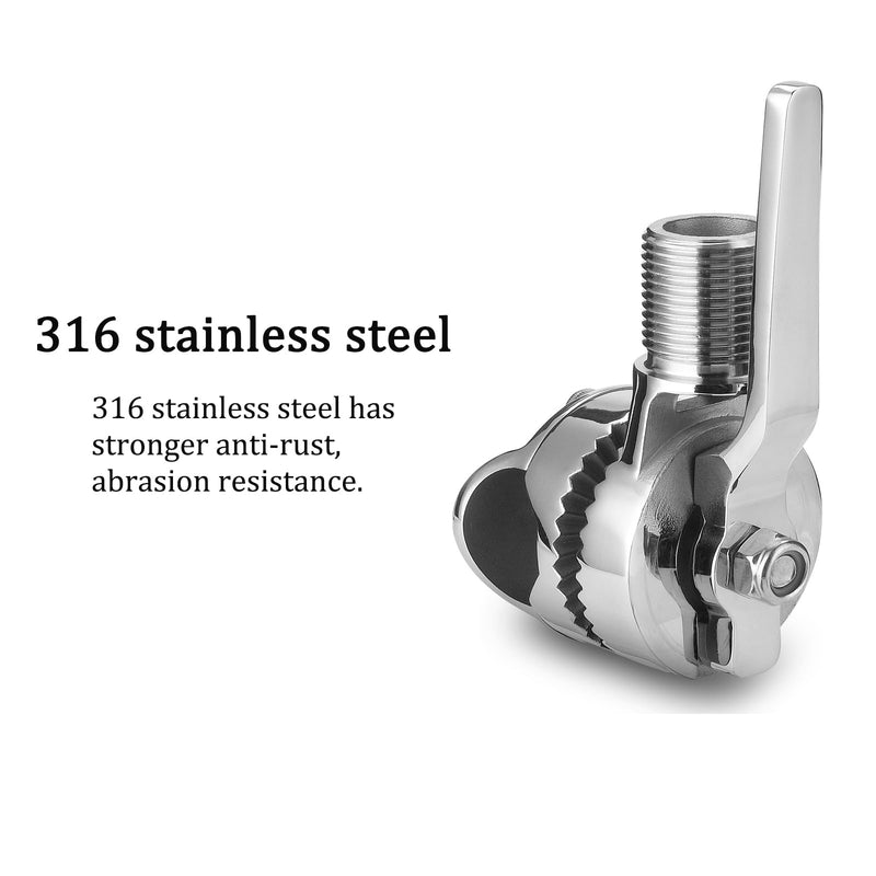 [AUSTRALIA] - Marine VHF Antenna Mounts, Rail Mount Adjustable Antenna Base, Ratchet Mount, for 7/8 to 1 inch (22-25.4mm) Rail, 316 Stainless Steel, with Mounting Wrench 
