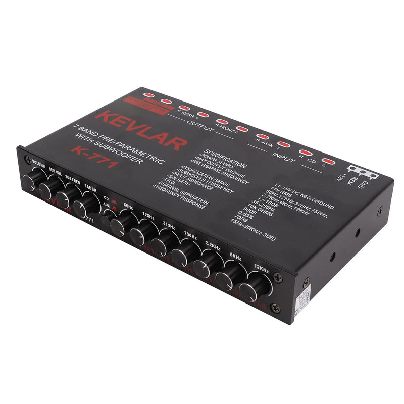 Car Audio Graphic Equalizer, 7 Bands EQ Car Amplifier Graphic Equalizer with Adjustment High Level Input EQ, Car Amplifier Equalizers for Boat RV RTV Motorcycle Car Stereo