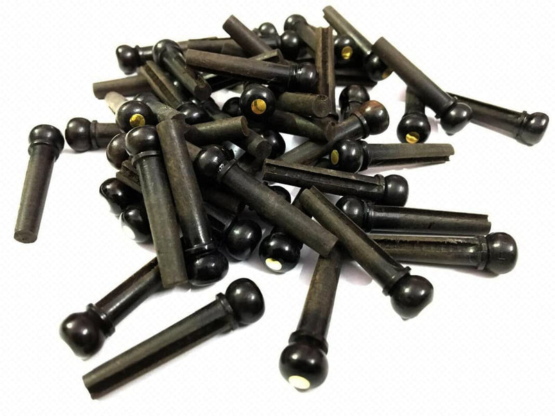 Ebony Guitar Bridge Pins with Brass Dot High Quality 6 pcs (1 Set)