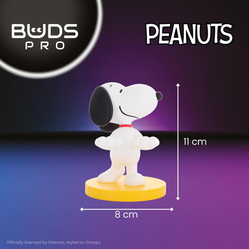 Buds Pro Peanuts Snoopy Wireless Bluetooth EarBuds & Phone Holder - In Ear Headphones with Microphone, 28+ Hours Playtime, Active Noise Cancelling Wireless Earbuds with IPX4 Rating & Charging Case