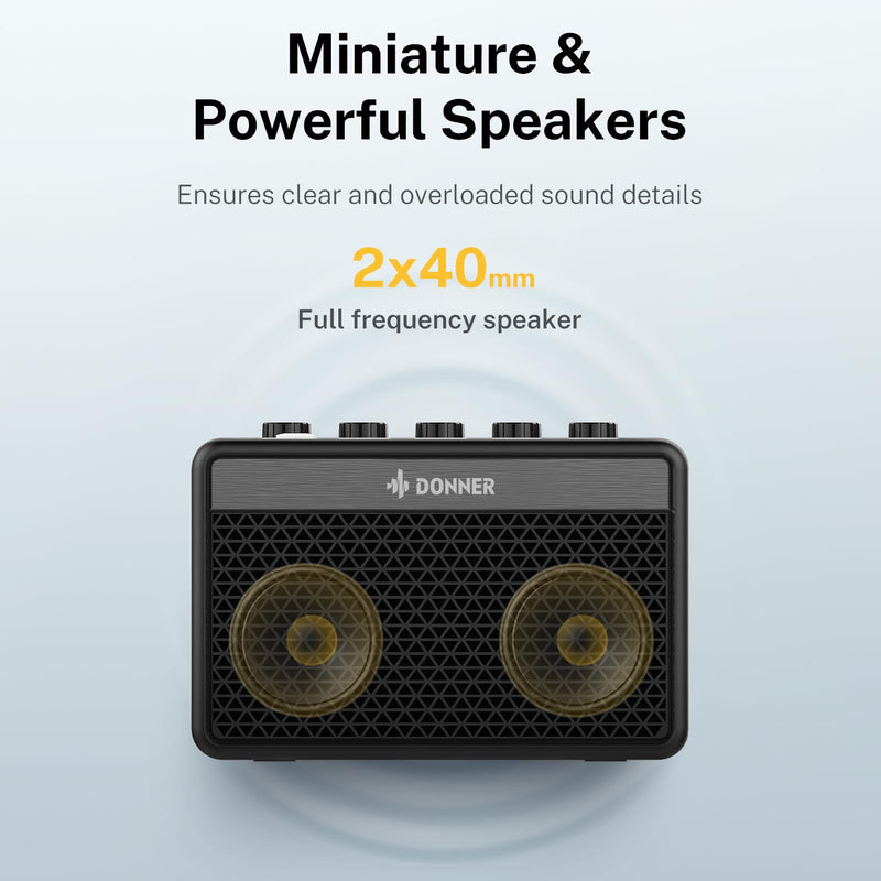 Donner Mini Guitar Amp Small Electric Amplifier 5W Portable, Practice Guitar Combo Amp DA-10 Black