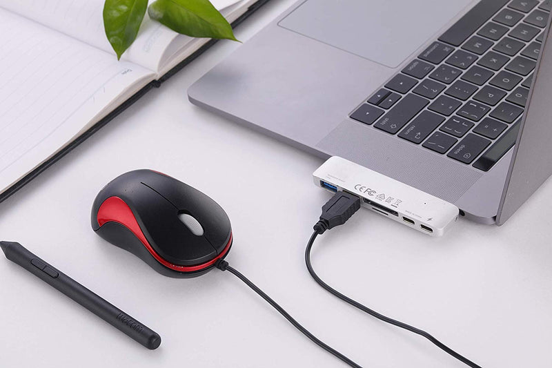 USB Mouse 2 Pack for Laptop Computer Mouse Designed Ergonomic Optical Wired Mice for Office and Home use Compatible with Computer Laptop PC Desktop Windows 7/8/10/XP Vista and Mac Red Color by SOONGO RedDouble