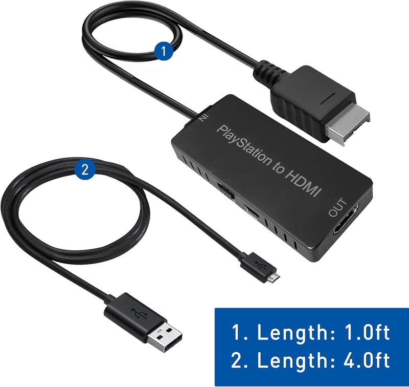 [AUSTRALIA] - HD Link HDMI Cable for PlayStation 2 & for PlayStation 1 Console, for PS1/PS2 to HDMI Adapter Improved Video Quality, HD Converter with 4:3/16:9 Switch HDCABLEPS2-02 