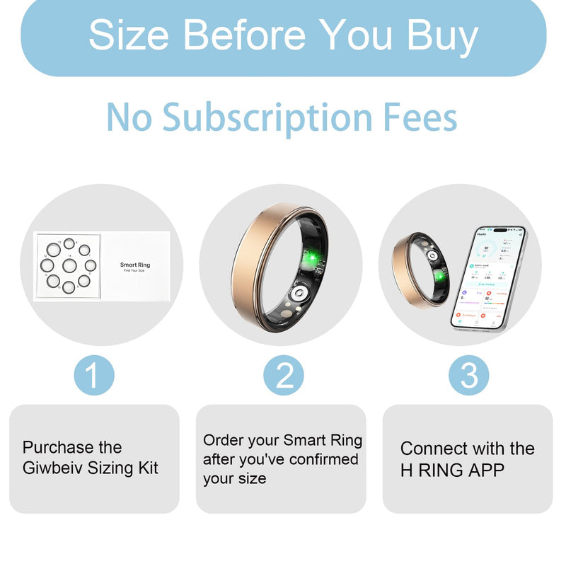 Smart Ring for Women and Men, Fitness Health Tracker Ring | Heart Rate/Sleep Tracker/Blood Oxygen/HRV/Stress/Calorie/Steps, IP68 Waterproof for iOS & Android, Free App (Rose Gold,10#)