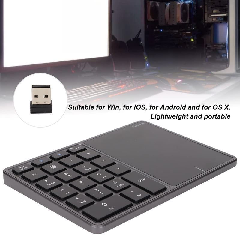 22 Keys Numeric Keypad, 2 in 1 Bluetooth 4.2 Number Pad with Touchpad, Portable Numeric Keypad for Computers(Iron Gray)