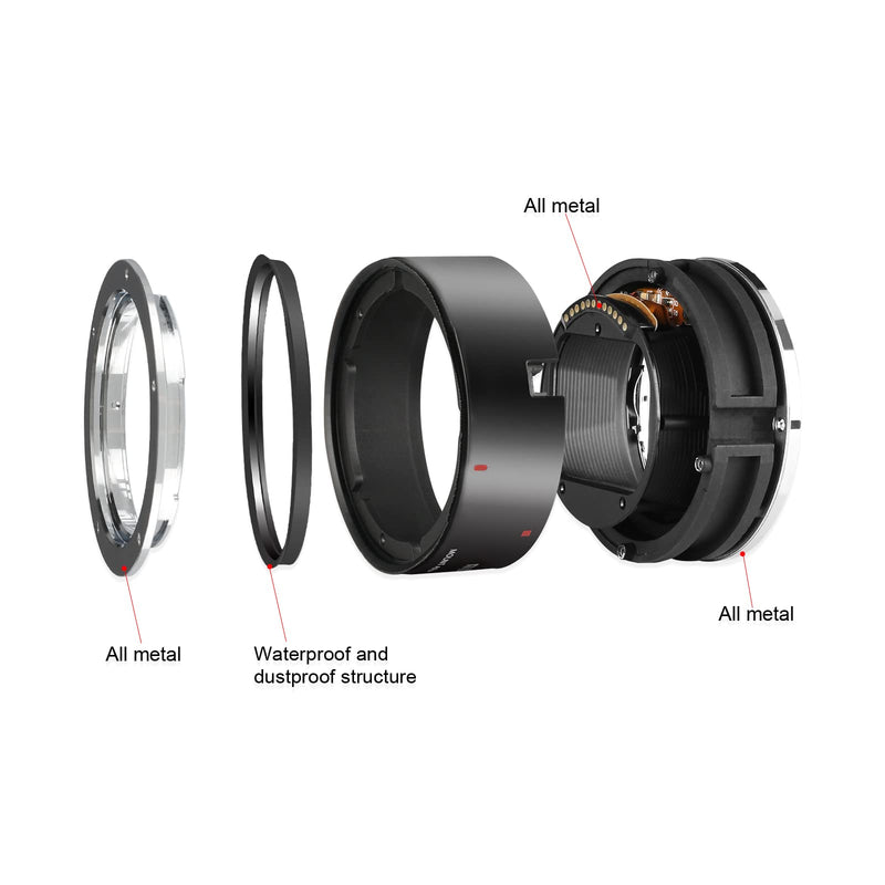 Meike Metal Lens Adapter EF-EOSR Auto-Focus Mount Converter for Canon EF/EF-S Lens to EOS-R EOS-RP R5 R6 R7 R10 C70 and RED Komodo Cameras MK-EFTR-A