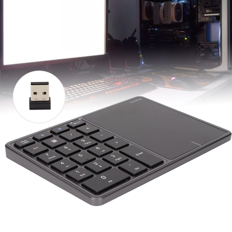 Ejoyous Wire Less Number Pad, 2 in 1 22 Keys 2.4G Numeric Keypad Numpad with Touchpad Trackpad for Laptop PC Computer Desktop Notebook (Iron Gray) Iron Gray